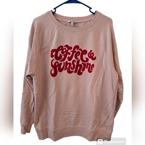 WILDFOX " COFFEE&SUNSHINE" PINK SWEATSHIRT. SIZE SMALL